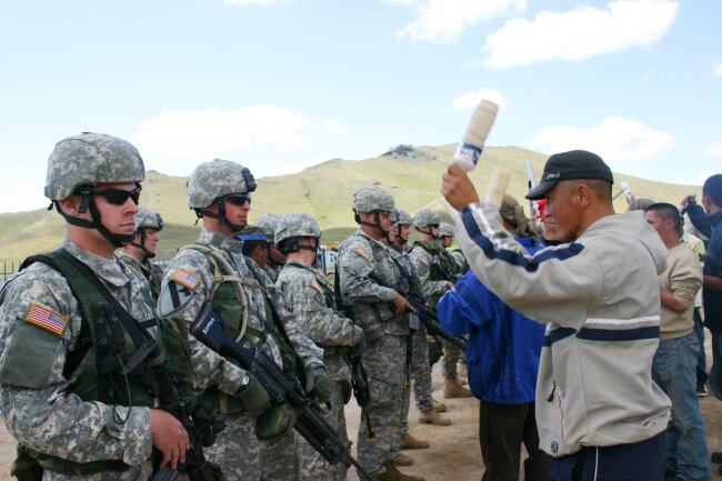 Oregon National Guard Soldiers from B Company, 2nd Battalion, 162nd Infantry in Mongolia