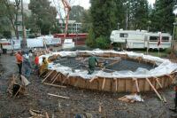 Wide shot of base of war memorial in Salem