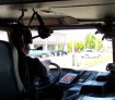 Inside view of the cab of a Keizer Fire engine