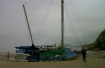 Beached sailboat in Newport, Oregon 30 July 2010