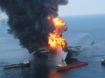 Oil rig burning in the Gulf of Mexico