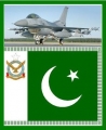 An Pakistan Air Force F-16 and their country's flag 