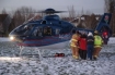 Lifeflight helicopter with sledding accident victim