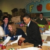 President Barack Obama helping out at a food bank 