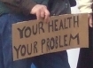 Tea bagger against healthcare