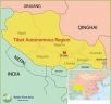 Map of Tibet Autonomous Region, showing prefectures and site of alleged blasts. 