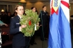 Cadet Capt Heather Treanor hangs a wreath at the 2009 ceremony.