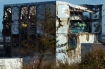 The Unit 4 reactor building of the crippled Fukushima Dai-ichi nuclear power station is seen through a bus window in Okuma, Japan.