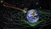 An artist's concept of GP-B measuring the curved spacetime around Earth.