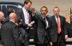 U.S. President Barack Obama waves to a crowd upon arrival at the Portland Air National Guard base, July 24