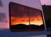 RV sunset in window