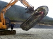 Derelict boat from Japan on Oregon beach