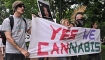 Demonstrators demand the legalization of cannabis as they walk in downtown Washington, D.C., on July 4, 2009