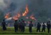 Setting fire to Rohingya villages and got destructed by Rakhine & Security forces