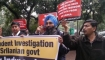 Demonstration in front of UN Head office at New Delhi in India.