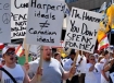 Canadians were protesting the decision to vote no in the United Nations to recognize a Palestinian state.