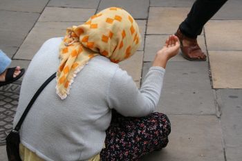 Woman begging in the street