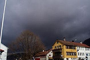 Volcanic ash clouds over Bergen, Norway on 15 April 2010, following the eruption of Eyjafjallajökull, a volcano in Iceland