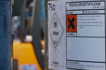 sign warning of trichloroethylene