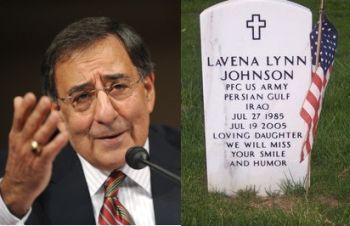 Leon Panetta and the grave of Lavena Johnson