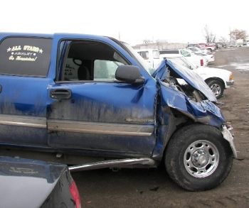 Photo of crashed truck near Hermiston, Oregon, 2-2-08