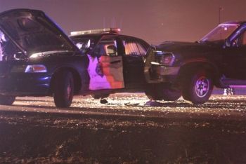 Crashed Newberg-Dundee Police car