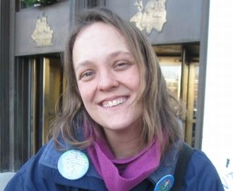 Michele Darr on Oregon's Capitol steps.