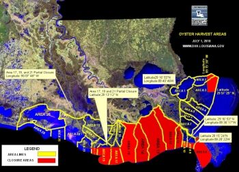 Oyster bed closure area map Louisiana 2-6-10