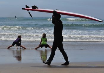 Otter Rock and Roll kid's surfing contest in Newport, Oregon