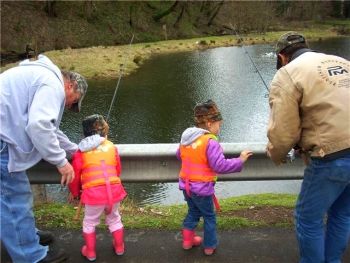 Grandpas and granddaughters fishing