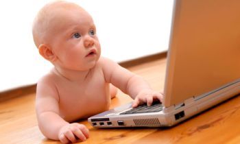 Baby using laptop