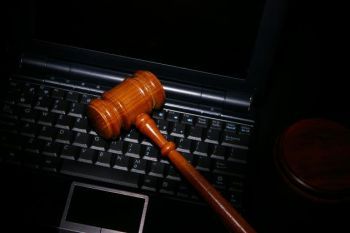 Gavel and keyboard