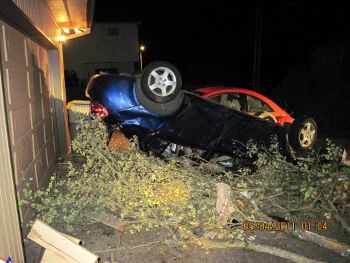 Chevy Cobalt upside down after wreck