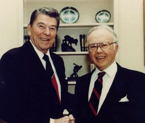 Former President Ronald Reagan and Russel Kirk